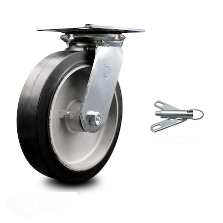 Service Caster 8 Inch Heavy Duty Rubber on Aluminum Caster with Ball Bearing and Swivel Lock SCC-35S820-RAB-BSL